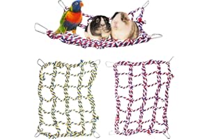 DNOIFNE 2 Pack Colorful Rope Net, Rat Climbing Toy, Pet Hanging Hammock, Bird Ladder Bridge, Small Animal Net Toy, Cage Decor Accessories for Rat Hamster Ferret - 28 × 20 cm