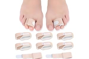 AFCJLTO Corrector de Dedo Martillo, 8 pcs Férulas de Pie para Corregir Dedos Fracturados, Torcidos y Superpuestos, Incluye Vendajes Acolchados para Mayor Comodidad, ¡Mejora la Apariencia de tus Pies!