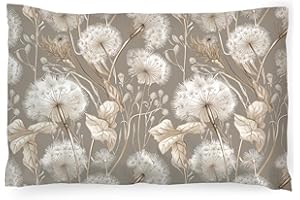 ‎PINKZEBRA PinkZebra Kopfkissenbezug, Kissenbezug 40 x 60 cm aus 100% Baumwolle, Kissenhülle, Öko-tex Standard 100, bezüge mit Reißverschluss, Löwenzahn Braun