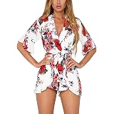 ISSHE Monos de Fiesta Cortos Encaje Mujer Mono de Vestir Corto Verano  Jumpsuit Moño Fuera del Hombro Cuello en V Monitos Cortos Moños Playeros  Playsuit Juveniles Vestido Sueltos Overall Casuales: Amazon.es: Ropa