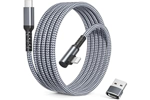 Elebase für iPhone 14 13 USB C zu Lightning Auto Ladekabel 2M mit USB Adapter,Winkel 90 Grad Schnellladekabel PD Charging Kable für iPad 9 8 Generation,Apple 12 11 XS XR X 8 7 6 SE Pro Max,AirPods 2nd
