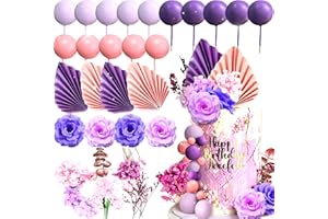 Jevenis decoraciones de pastel púrpura decoración de pastel de rosa decoración de pastel de flor de rosa púrpura decoración de pastel de hojas de palma decoración de pastel de bolas