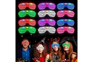 Lunettes Lumineuses, Neon Lumière Montures de Lunettes LED, Lunettes de Fête pour Fête Décorations, Soirée Disco, Soirée de Folie, Rave, EDM, Cosplay (12 Pièces)