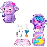 Polly Pocket dolls and play set, portable Lamb-shaped Dreamland mini play set, 1 micro doll, unicorn a