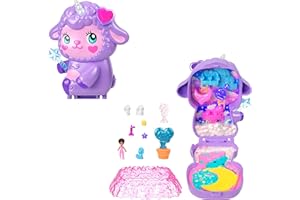 Polly Pocket Dolls & Playset, Cozy Dreamland Lamb Compact, Travel Toy with 1 Micro Doll, Pet Unicorn, Food & Fashion Styling Accessories, JCB15