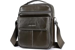 SPAHER Bandolera de Cuero Grande para Hombre - Bolso Caballero de Piel - Mariconera para Hombres - Man Bag