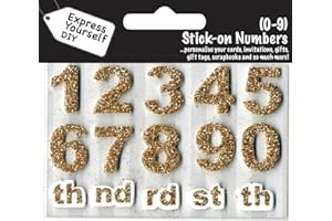 Numbers 0-9 (Gold) Age Topper - Self Adhesive Greeting Card Craft Embellishment Sticker Set for Card Making, Gift Wrapping, Scrapbooking, Paper Crafts and DIY Projects - Express Yourself MIP