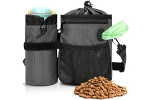 AiQInu Bolsa Premios Perro, Bolsa de Golosinas para Perros con Bolsa Desmontable para Botella de Agua, Bolsa de Comida Perros para Adiestramiento