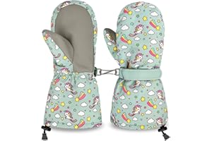 LeapBeast Gant de Neige, Gants de Ski Enfants, Gants Chaud Hiver, Hiver Moufles Coupe-Vent Respirant Snowboard pour Vélo Équitation Patinage Garçons Filles 2-6 Ans