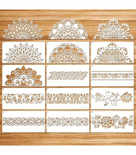 9 Stencil Per Bordi Fiori E Totem - Per Pareti, Legno, Stoffa E - 6