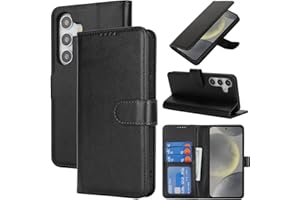 Zouzt Hülle für Samsung Galaxy S24, Stoßfestes PU Leder Handyhülle Lederhülle Klapphülle mit Kartenhalter und Standfunktion Flip Leather Wallet Phone Cover (Schwarz)
