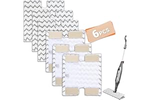 BEWOS 6 PCS Steam Mop Pads - Reusable Replacement Steam Mop Pads for Shark S6001W, S6003D, S3973, S3973D, S3973WM Steam Cleaner, Microfibre Cloths, Machine Washable for All Hard Floors
