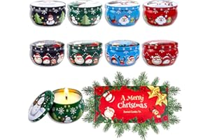 BGNXHYB Lot de 8 boîtes à bougies de Noël, 2,2 onces, rondes, en métal, avec couvercle, pour fête de Noël, bonbons, épices, bricolage