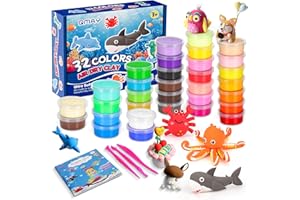 QMAY 32 Colors Air Dry Clay Kit – Ultra Light Magic Modeling Clay for Kids, DIY Craft Dough, Creative Art Supplies for Boys & Girls