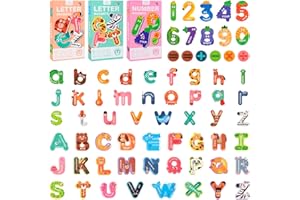 WEFINEST 78 pcs Animal Magnetic Letters And Numbers For Children, Spelling Learning Fridge Magnets For Kids, Large Magnetic Alphabet Letters Uppercase Lowercase Alphabet Magnets For Fridge for 3 4 5 Years Old