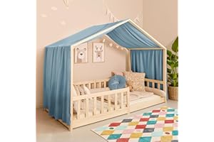 Mooskind Hausbett Himmel – Aus weichem Musselin in 7 Farben – 100% Bio-Baumwolle – Traumhafte Hausbett Deko & Himmelbett Vorhänge – Made in Europe mit Liebe