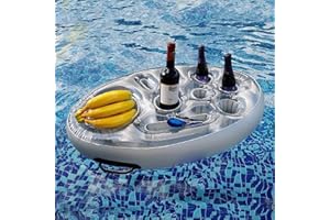 RofHaus Porte Verre Piscine Gonflable Bar Flottant Piscine avec 8 Trous, Support Gonflable De Boisson Portable Bar De Piscine Flottant, Plateau Flottant Piscine & Spa pour Party, Piscine, Fête, Plage