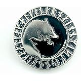 Patch Nation Viking Wolf Geri and Freki Norse Rune Viking Silver Metal Pin Badge Brooch