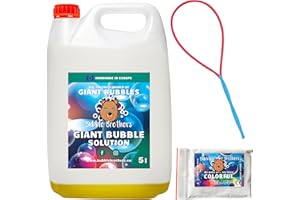 Bubble Brothers Seifenblasen Nachfüllflasche 5L Seifenblasenflüssigkeit Seifenblasenlösung Konzentrat für Riesenseifenblasen Stabile Seifenblasen (1x 5L + 1 Pulver)