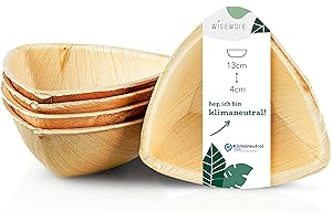 wisefood Lot de 25 bols triangulaires en feuille de palmier - 13 cm - 175 ml - Vaisselle compostable en feuille de palmier - Bol à fruits, bol à dessert, salade