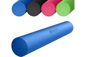ScSPORTS® Rouleau en Mousse - Long, 90x15 cm, EPS Haute Densité, Hydrofuge, Absorbant les Chocs, Bleu - Rouleau de Massage, Foam Roller, Pilates Accessoires, Yoga, Fitness, Sport Maison