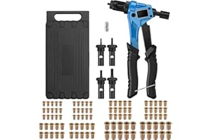 AUTOUTLET Rivettatrice 8" con Mandrini M3,M4,M5,M6,Tipo Mini Manico Singolo,Strumenti di Rivettatura con Dado da 100 Pezzi