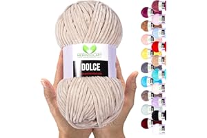 ‎MERIWOOLART MeriWoolArt Chenille Garn zum Stricken und Häkeln Heller Sand - 100 g und 120 m Samt-Wolle - 100% Flauschige Polyester Strickgarn für Amigurumi Kissen Decken weiche Kleidung Geschenke