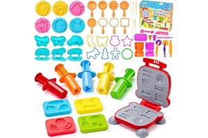 Bridokit 54 Pièces Outils Pâte À Modeler, Accessoires Pate A Modeler pour Enfants, Comprenant Machine À Burger, Machine A Pate et Pate A Modeler Dinosaure, Un Sac À Cordon, Pate A Modeler Enfant 3 Ans