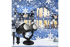 GuKKK Proiettore Natale Esterno,Luci LED Effetto Nevicata Decorazione Luci Proiettore Soffitto per Esterno Impermeabile Proiettor Rotante per Decorazioni Natale Fest