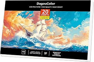 DagouColor Akvarellpapper Pad, A3, Boat Yellow, 1 Pack | 20 ark Konstnärmålning Ritning Papper Bok, 140lb / 300gsm Konst Till