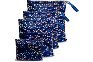 JOYO ROY 4 Stück Wet bag wasserdichte Windeltasche für unterwegs Nassbeutel Kindergarten Wetbag Kindergarten Wäschebeutel kita Wetbag Stoffwindeln Wäschebeutel Kindergarten Wasserdicht Windeltasche für Baby