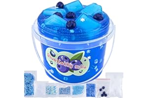 Slime Transparent, 300 ml Myrtille Bleu Jelly Cube Glimmer Croquant Slime, Cadeau de fête pour Enfants, Cadeau d'anniversaire Pâques Noël Nouvel An pour filles et garçons de 6 7 8 9 10 ans et plus 819