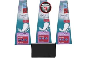 Thong Panty Liners for Women Bundle with 3 x 30 Duchesse Ultra-Thin, Barely There Strings Panty Liners Velvety Surface, Total of 90Everyday Panty Liners and Wishesla Multipurpose Mesh Zipper Bag