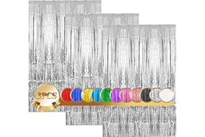 DAITY Lametta Vorhänge 3pcs Glitzervorhang, 3pcs Glitzervorhang Fringe, Folienfransen Vorhang 1m x 2m für Geburtstage Festivals Party ​Bühnendekor