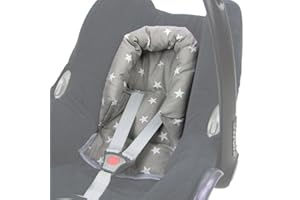 ‎BAMBINIWELT24 BAMBINIWELT Kopfkissen, KOPFPOLSTER für Maxi Cosi CabrioFix, DESIGN (grau weiß kleine Sterne) XX