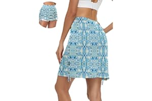 Soneven Jupe de Pantalon pour Femme - Longueur Genoux - Courte - Jupe de Tennis - Jupe de randonnée - avec Poches et Cordon de Serrage réglable