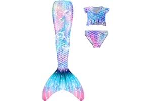 NAITOKE Cola de Sirena ​Bikini Set wupus para Niña de Traje de baño Cosplay,wupu-M3,110