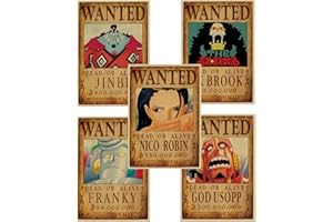 ZPPLD One Piece Wanted Póster,Anime Póster,One Piece Poster,Póster de One Piece, Póster de Papel Kraft | Enrollado en un Tubo de Papel Resistente Cuando se Envía