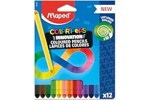 Maped - Lápices de Colores - Colección Color'Peps Infinity - Estuche de 12 Unidades - Duran 10 Veces Más - Sin Necesidad de Afilar - Agarre Triangular Ergonómico - 0% Desperdicio 100% ECO