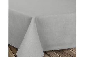 ‎BEAUTEX BEAUTEX fleckenabweisende und bügelfreie Tischdecke - Tischtuch mit Lotuseffekt - Tischwäsche in Leinenoptik, Eckig 110x180 cm, Hellgrau