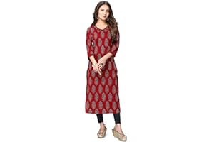 Rajnandini Indischer/pakistanischer Salwar Kameez Damen-Kurti, kastanienbraun, Reine Batist-Baumwolle, Jaipuri-Druck, Kurti (S - Größe)