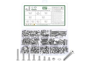 YOUYIDUN Juego de 327 tornillos M5, tornillos de cabeza avellanada, juego de tuercas, tornillos de cabeza plana y tuercas, surtido de tornillos de máquina de ranura cruzada, juego de tornillos roscados con