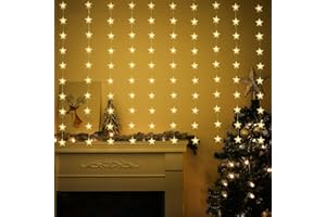 BLOOMWIN Guirnaldas Cortina Luces 100pcs Estrellas DIY 3x1m 100Leds USB con Control Remoto 8 Modos y Ganchos Luces de Navidad Cadena de Luces para Balcón, Ventana, Pared, Escaparate, Boda, Fiesta