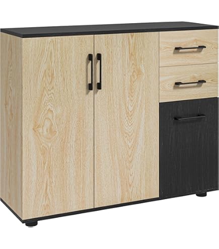 Credenza VidaXL In Legno Multistrato Rovere Fumo – 60x36x110 Cm, 6 Ante, Piedini In Metallo, Stile Industriale