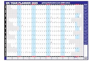 ABBEYSHAKE 2025 UK unmounted year view wall office A1 large planner blue colour