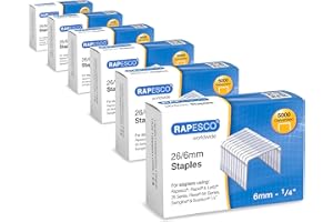 Rapesco 1735 Confección Business: Grapas Galvanizadas 26/6mm (No.56), 6 Cajas de 5000