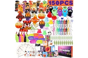 OGNI ORA 150 PCS Halloween Party Bag Fillers for Kids, Trick or Treat Party Favour Toys for Children including Bags, Gift Set for Halloween-themed Game Prizes School Classroom Rewards