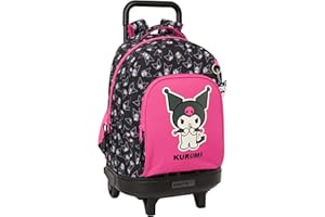 Safta KUROMI - Mochila Grande con Ruedas, Compacta, Extraíble, Ideal para Niños de Diferentes Edades, Cómoda y Versátil, Calidad y Resistencia, 33x22x45 cm