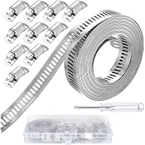Kit Colliers De Serrage Xespis Inox 304 - Bande Perforée 3.5m + 12 Fixations - Réglable Pour Tuyaux, Gaz, Eau