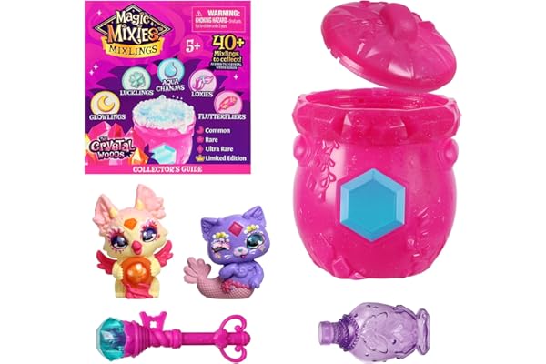 Magic Mixies Duo Petits compagnons mystères Mixlings Deux Fois Plus de Magie ! Découvre 2 Mixlings dans Le Chaudron de la Collection Le Bois de Cristal. 40 à Collectionner !
